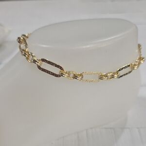 14k Gold Plated Link Ankle Chain Bracelet - Women's Jewelry